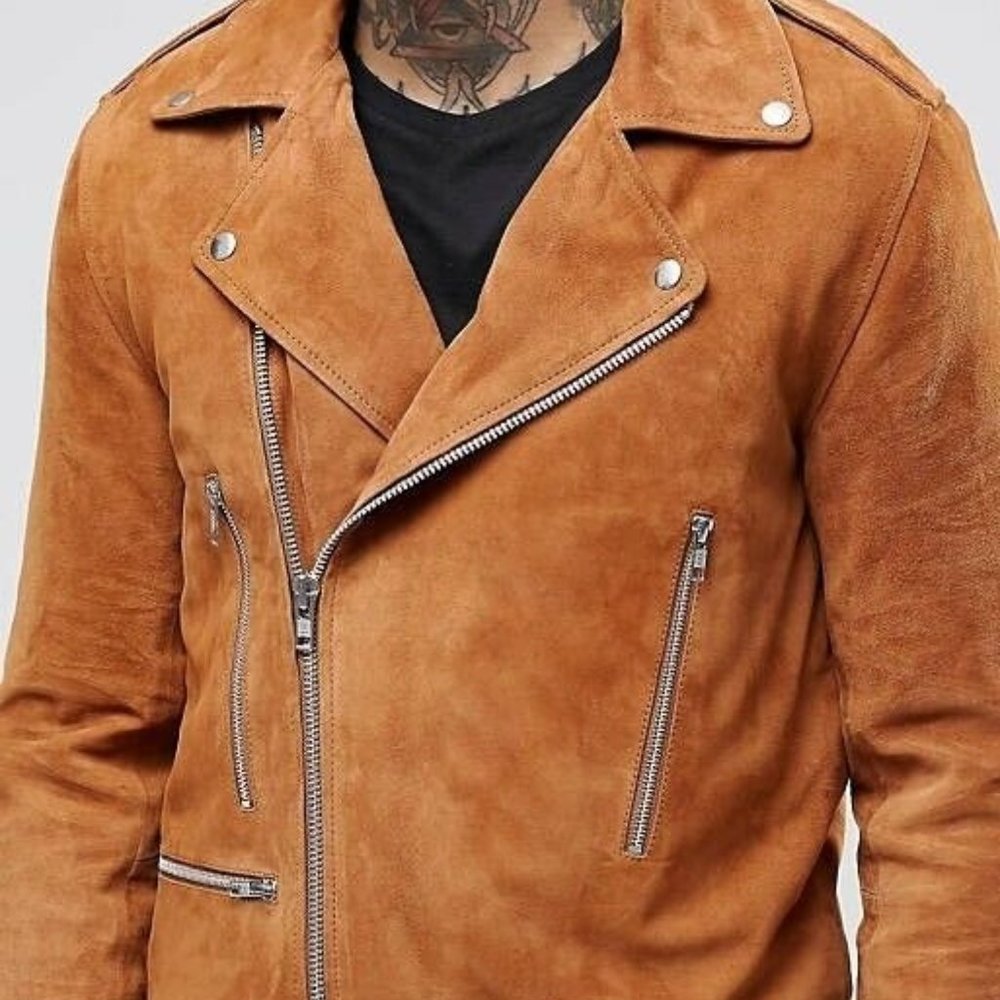 ASOS Men's Real Leather Suede Premium Biker Jacker - Very Rare